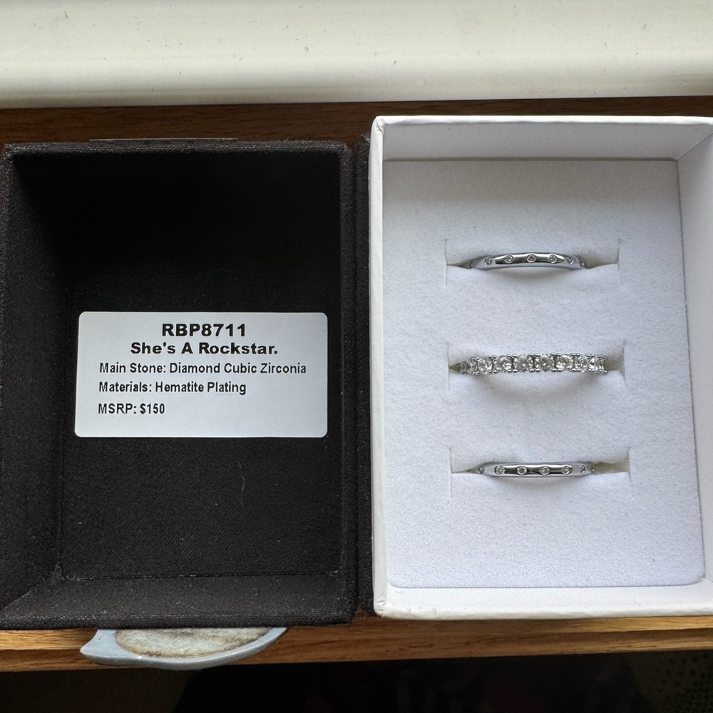 She's A Rockstar Silver Ring with Diamond Cubic Zirconia